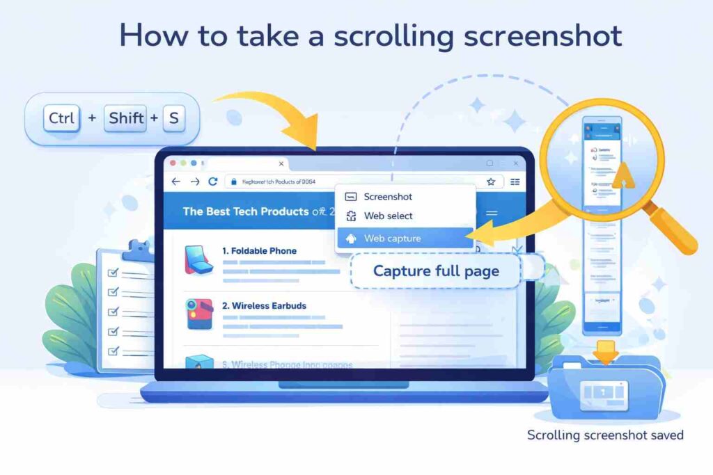 How to take a scrolling screenshot